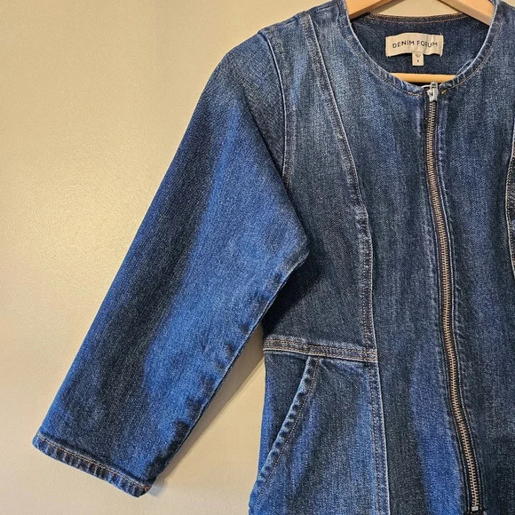 Aritzia Denim Forum Women's Front Zipper Denim Blue Jean Mini Dress Size 4. - Picture 10 of 16